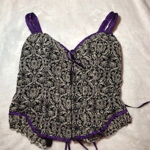 18/20 Cacique black, white, and purple corset